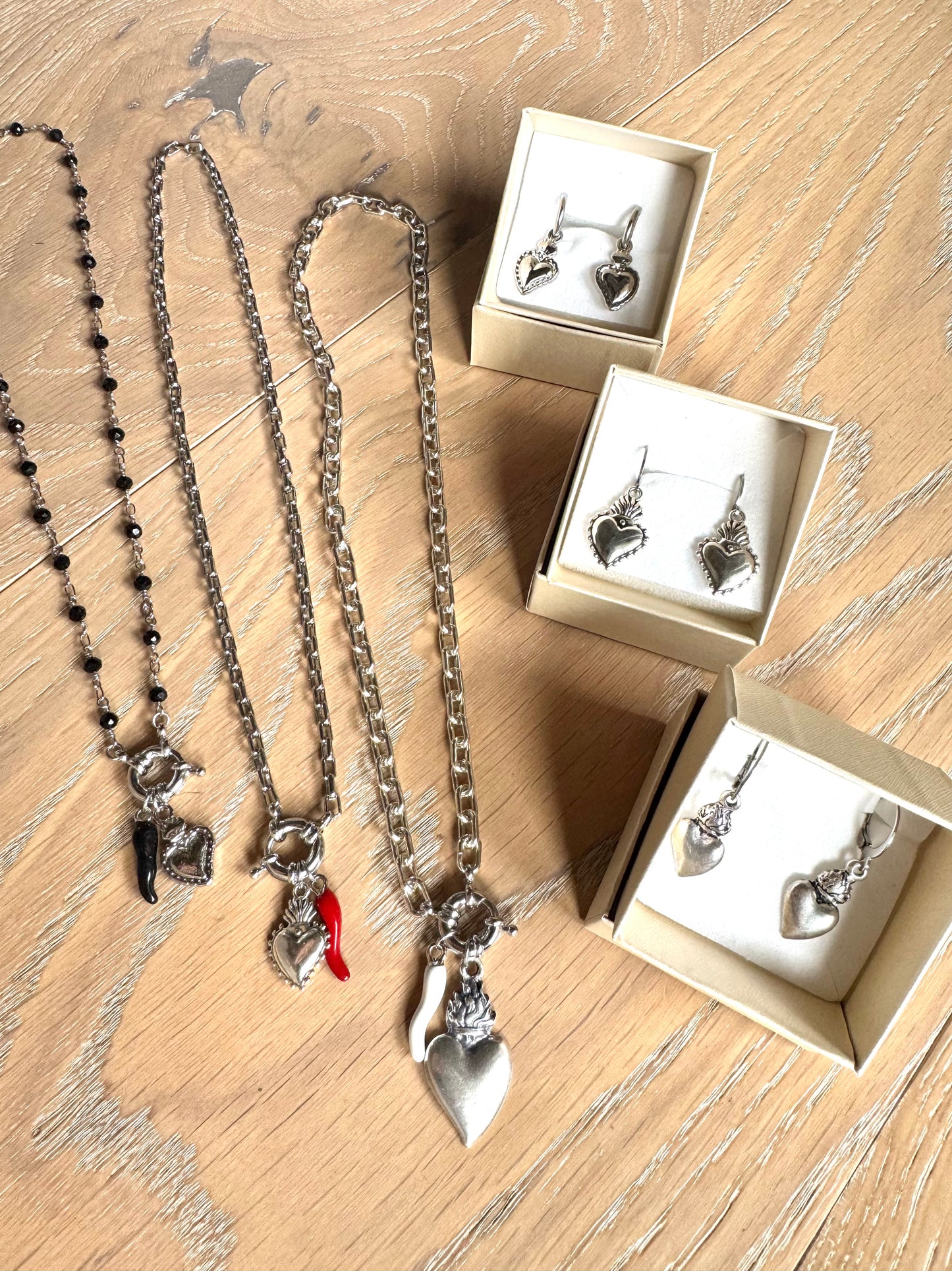 Collana Fortuna Silver & Orecchini Sacro Cuore