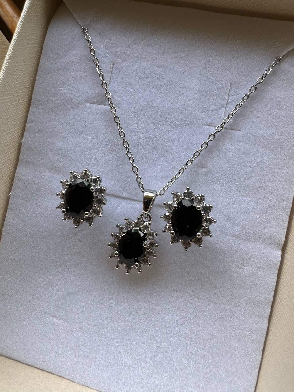Orecchini e Collana Crystal Black and Green