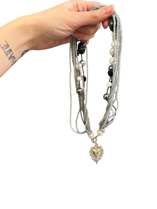 Collana Multifilo Cristalli Perle & Pietre