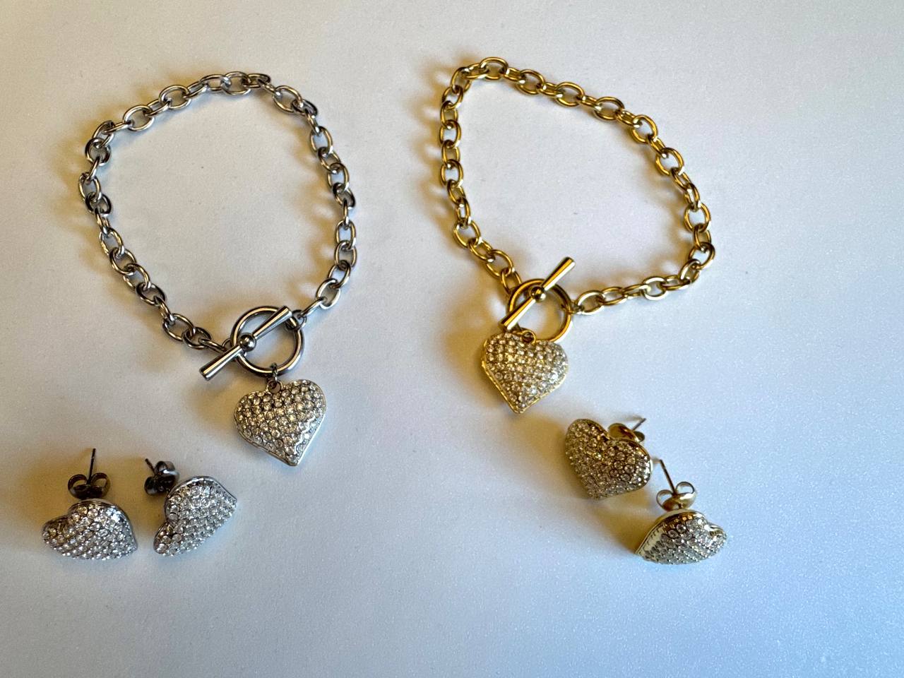 Bracciale e orecchini Cuore