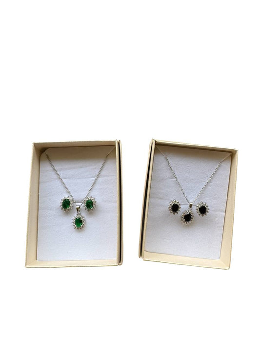 Orecchini e Collana Crystal Black and Green