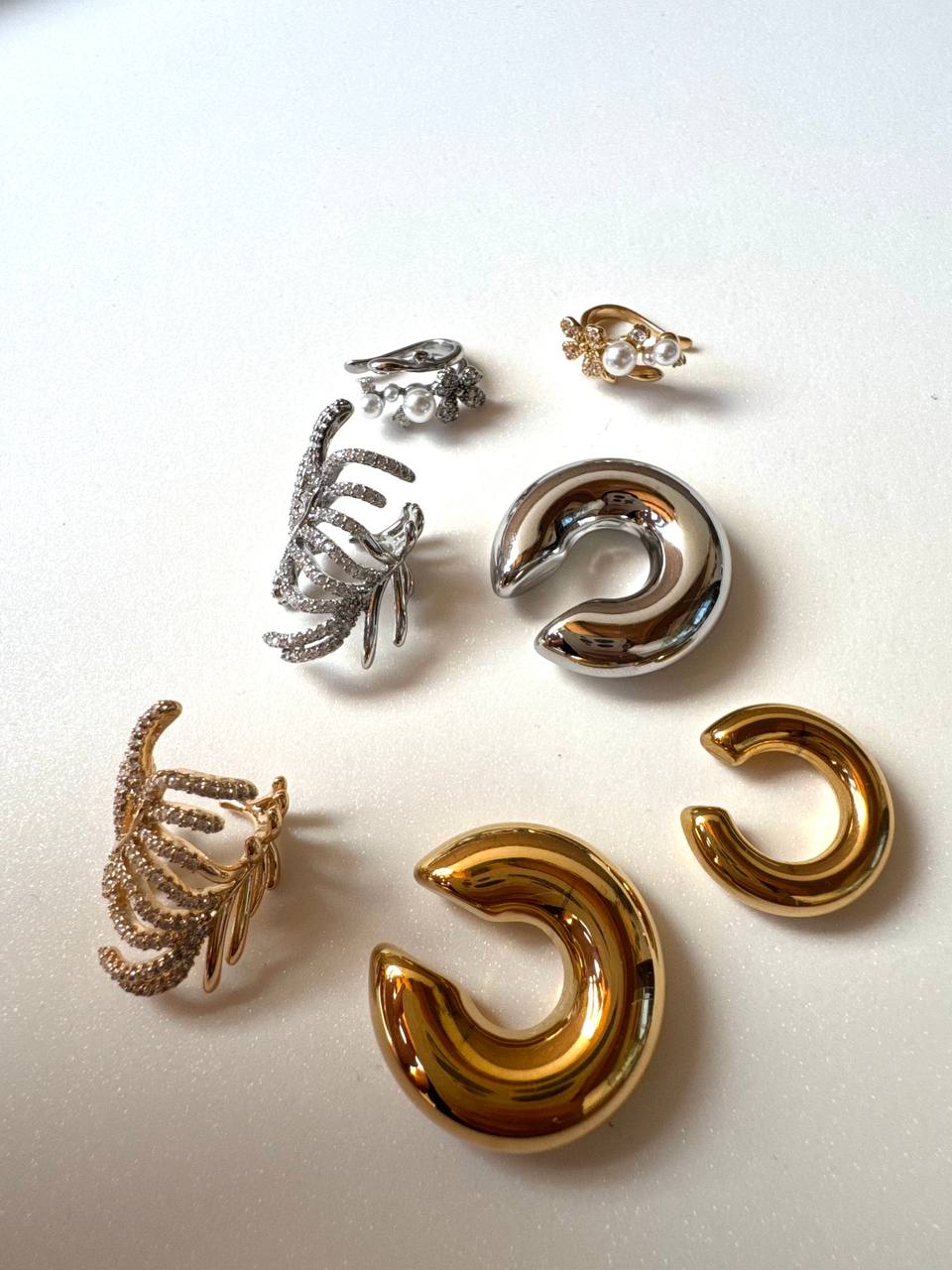 ear cuff foglia e strass