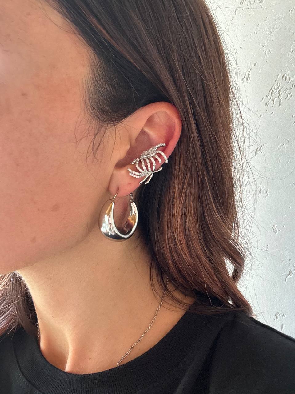 ear cuff foglia e strass